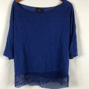 Willi Smith Blue Linen Top M